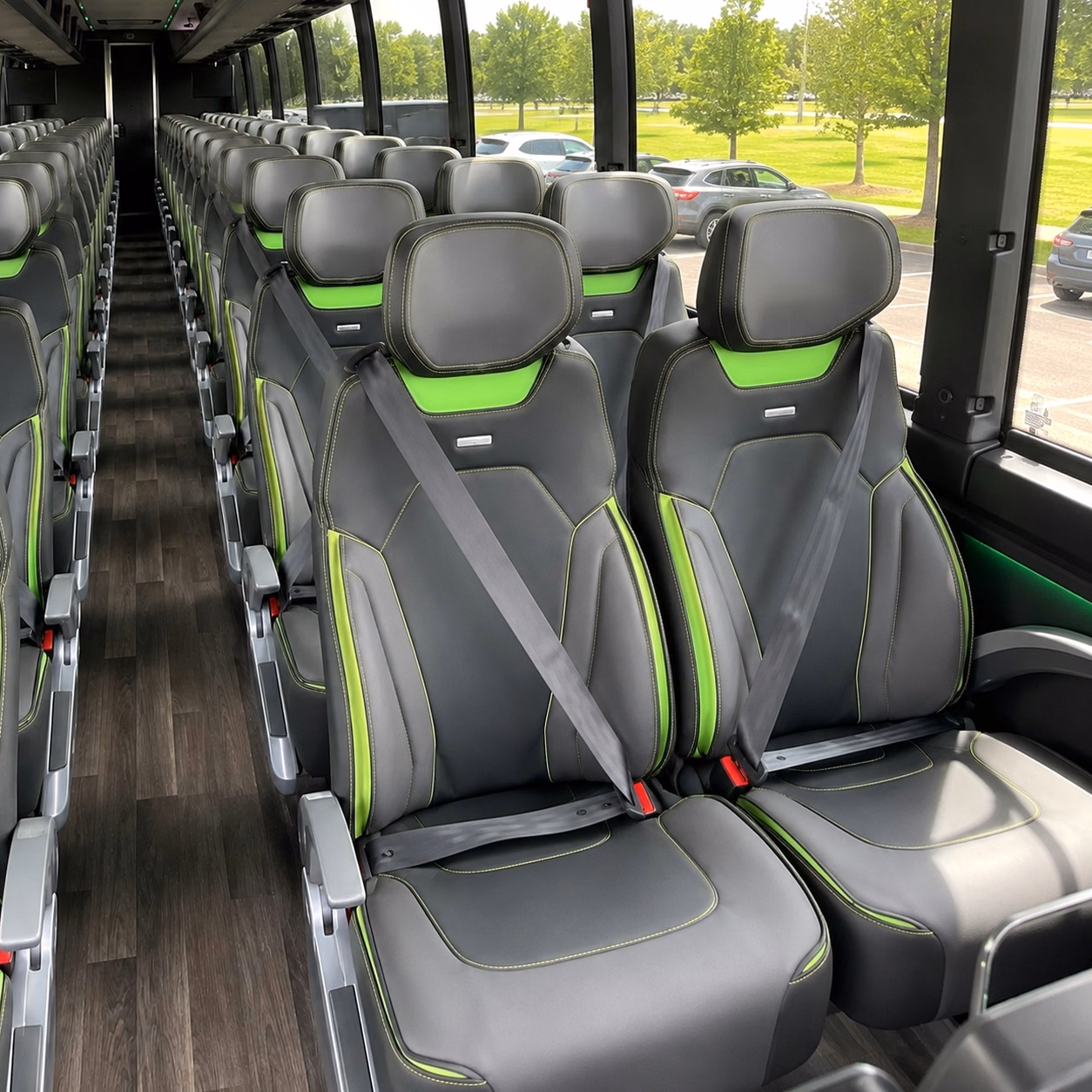 sunrise charter bus rental interior